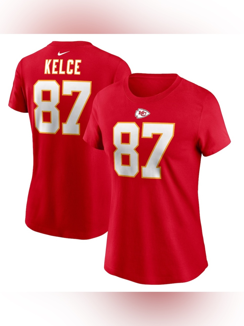 Women's Nike Travis Kelce Red Kansas City Chiefs Player Name & Number T-Shirt